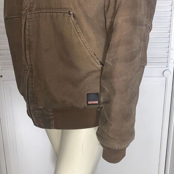 Vintage Thrashed Distressed Craftsman Tan Active Hoodie Workwear Jacket XL - Picture 8 of 13